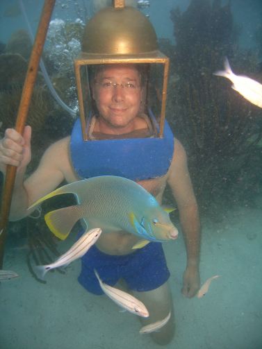 Helmet diver in Bermuda with one leg