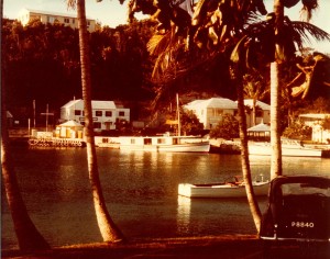 Early 1970's color photo of dive vessel Carioca at the Coral Island Hotel dock