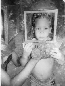 Greg Hartley at age 3.5 helmet diving in Nassau