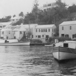 Black and white image of two Hartley owned boats in Flatts Village before 1958.